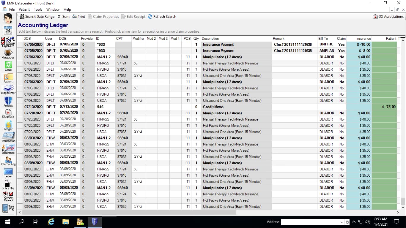 EMR Datacenter account ledger
