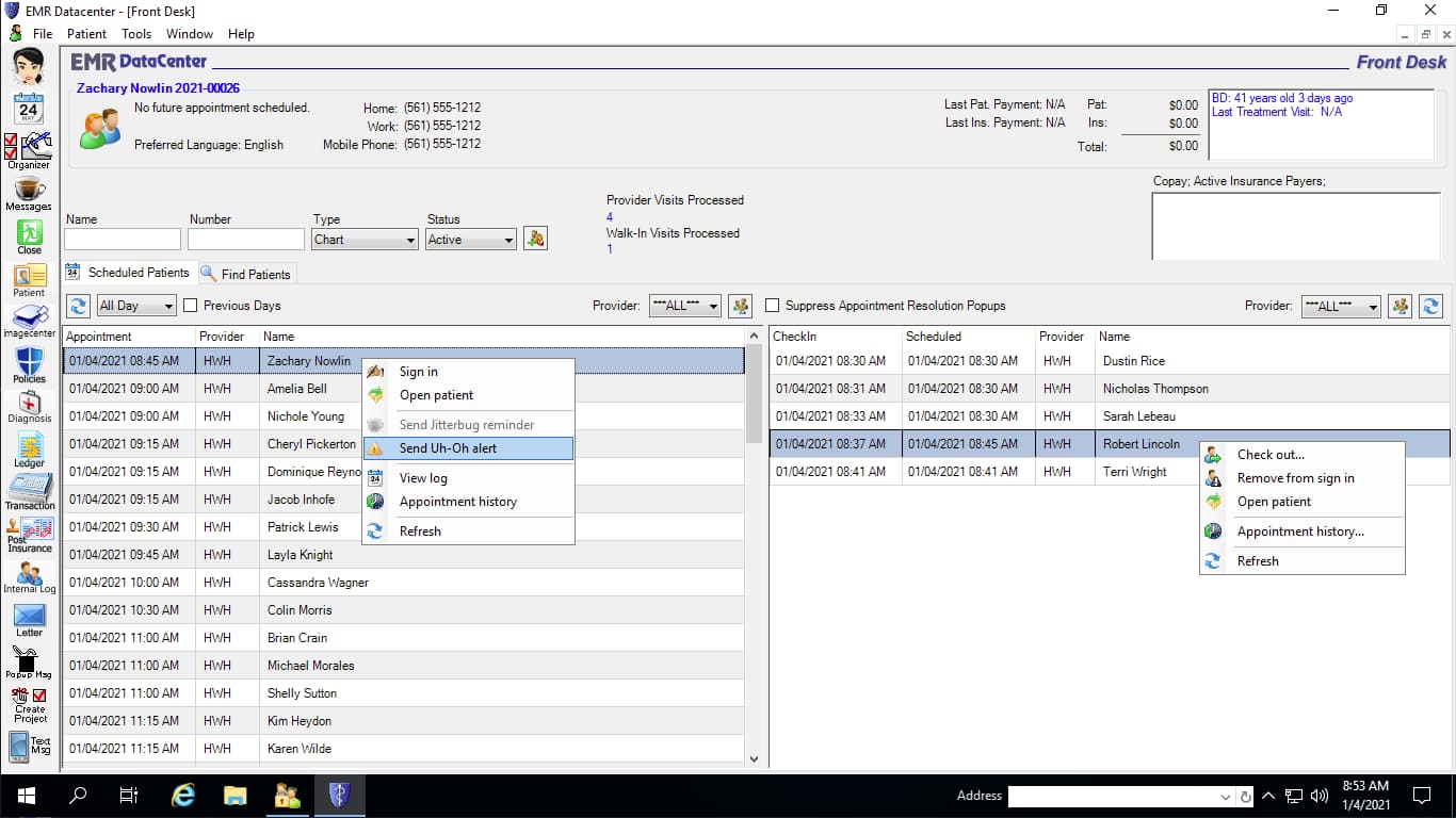 EMR Datacenter Front Desk window